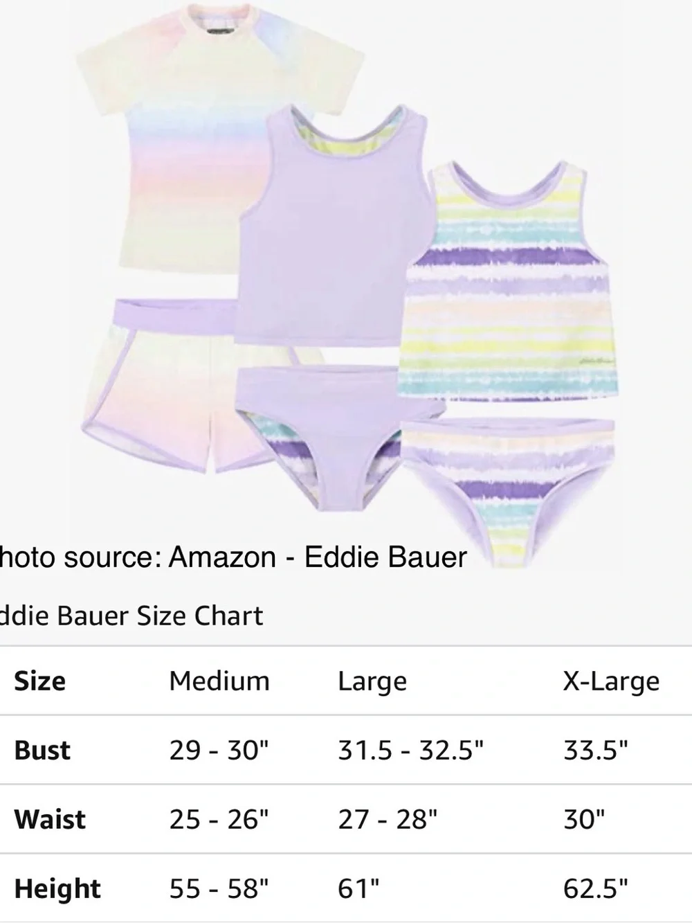 Eddie Bauer Girl's 4-Piece Mix & Match Swim Set - L (14/16) NEW